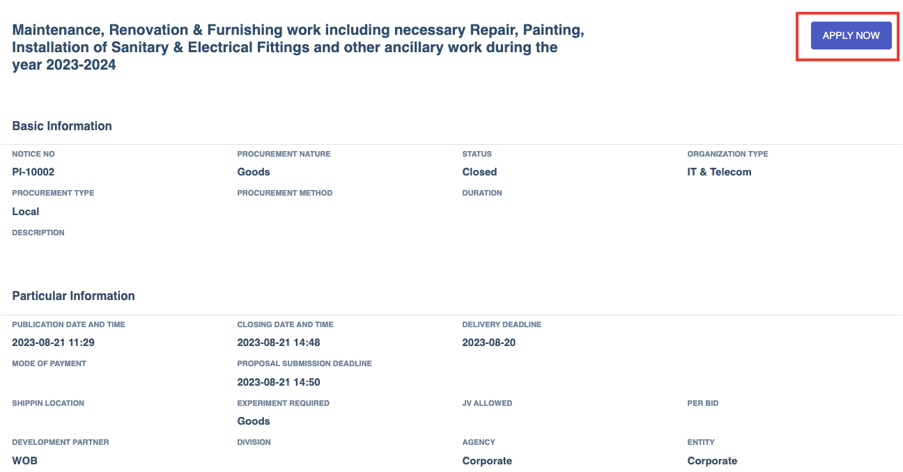 Details view with apply